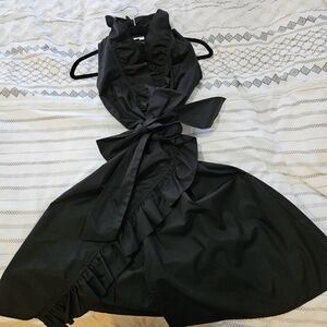 Isaac MIZRAHI for TARGET Black Ruffled Wrap Dress